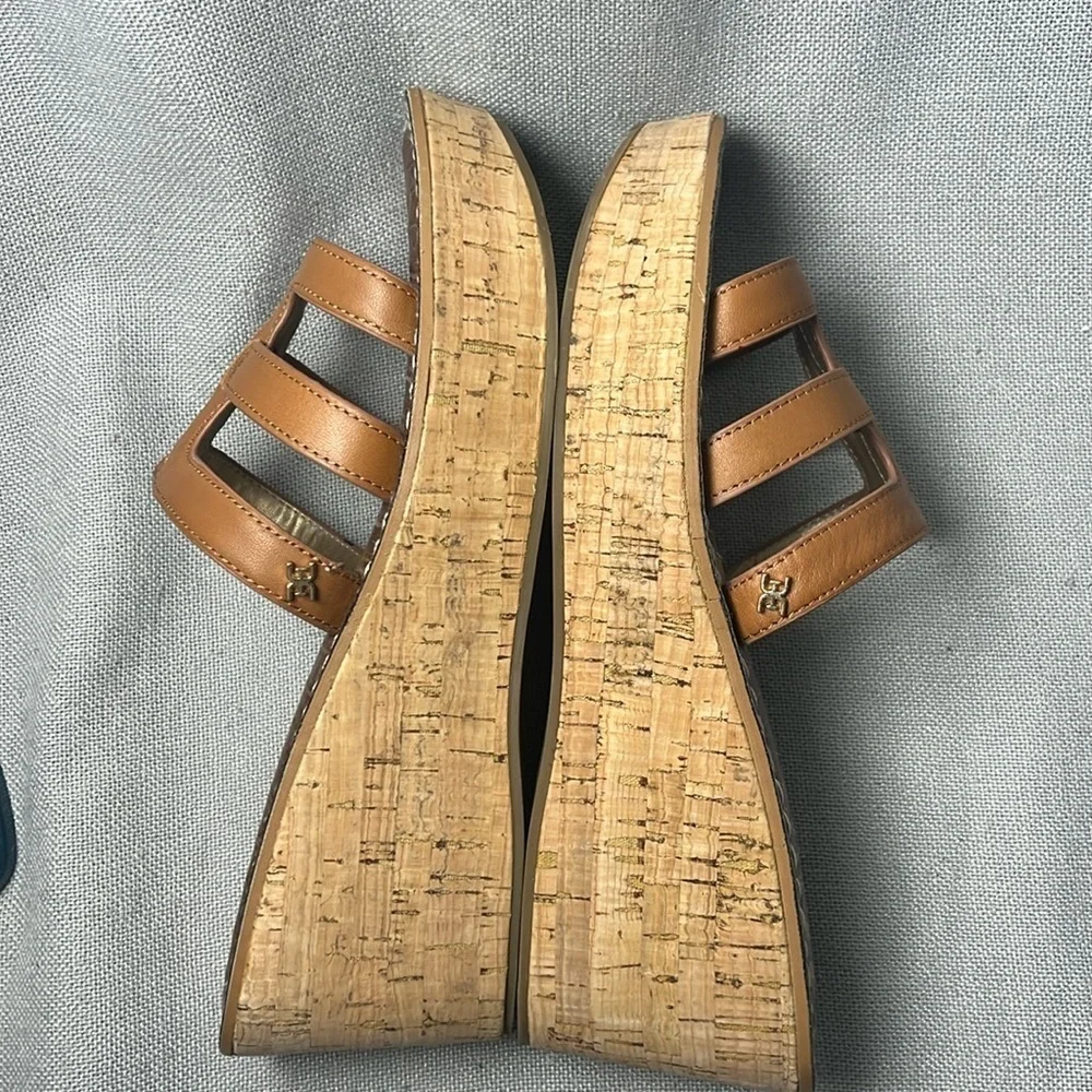 Sam Edelman Womens Ronie Leather Cork Wedge Sandals size 9.5 - Picture 7 of 9